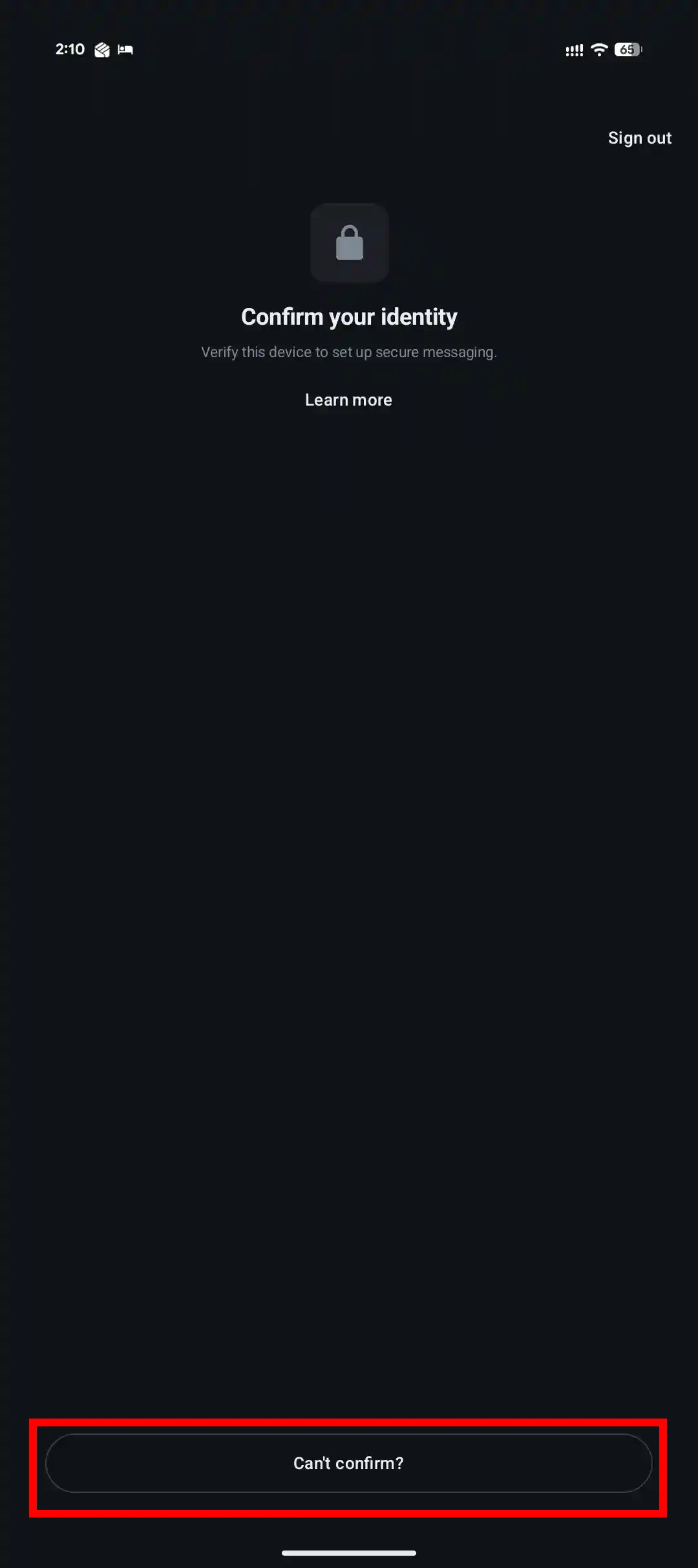 Confirm your identity 画面