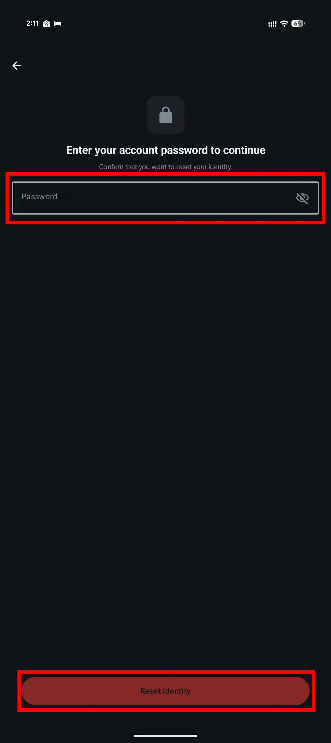 Enter your account password to continue 画面